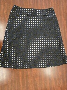 Rafaella Womens Size 10 Black Polka Dot Pencil Skirt Lined Cotton Blend